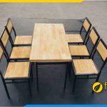 Hình ảnh Bộ bàn ăn gỗ cao su 6 ghế giá rẻ cho quán ăn