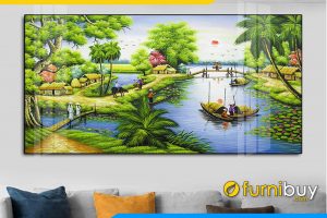 Tranh gia son dau lang nho cau tre