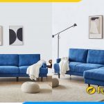 sofa goc chu l 2m boc ni mau xanh ke phong khach