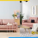 sofa vang nho mini mau hong ke phong khach