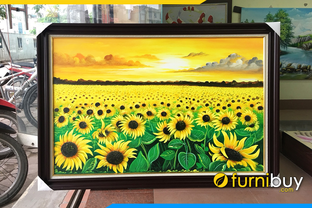 Tranh sơn dầu hoa hướng dương treo phòng khách AmiA TSD 429 | Nội thất  FurniBuy