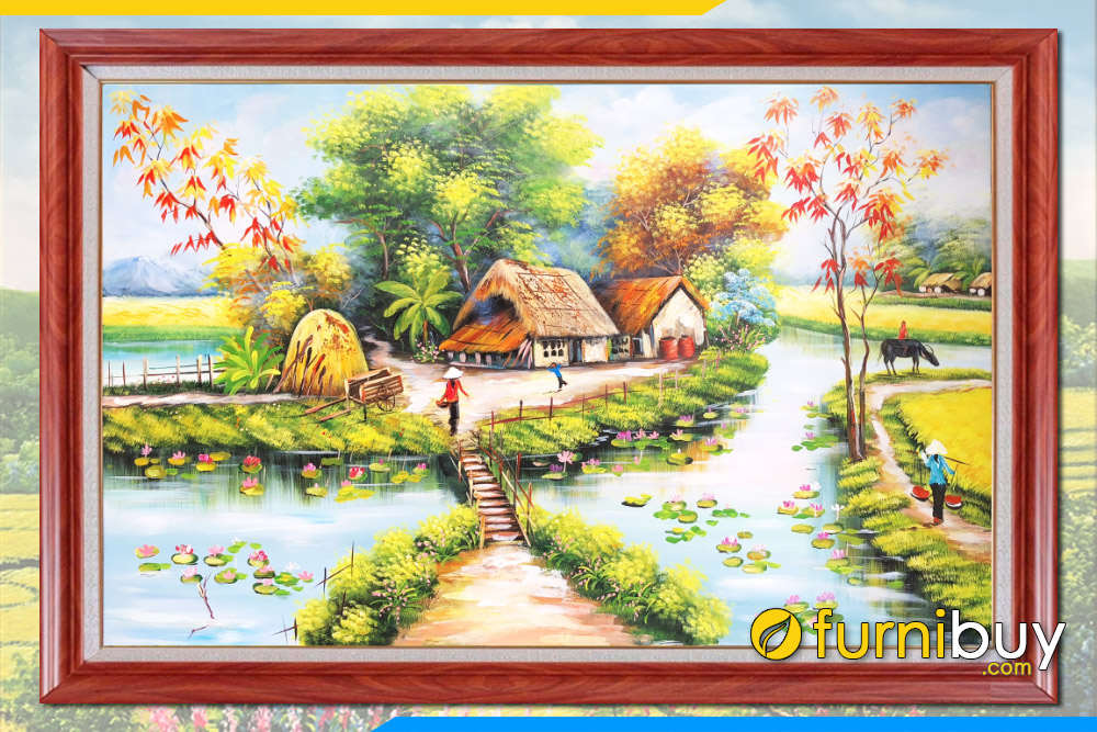 Mẫu tranh vẽ phong cảnh thiên nhiên đẹp bằng sơn dầu