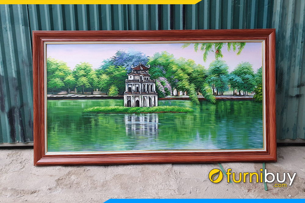 Tranh sơn dầu khổ lớn hồ Gươm Hà Nội AmiA TSD 556 | Nội thất FurniBuy