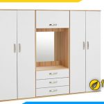 Hình ảnh Mẫu tủ quần áo kết hợp kệ tivi gỗ công nghiệp