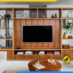 Vách ngăn kệ tivi phòng khách và phòng ngủ nhà vs