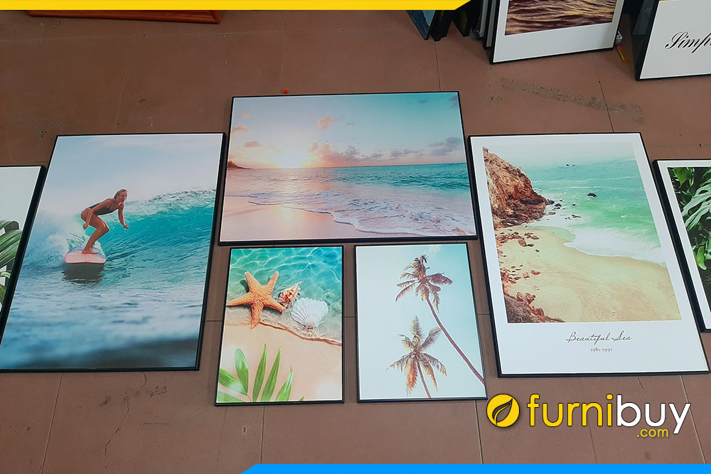 Anh thuc te cac bo tranh dep mua he trang tri villa resort