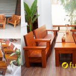 bàn ghế sofa gỗ kiểu nhật kê phòng khách đẹp