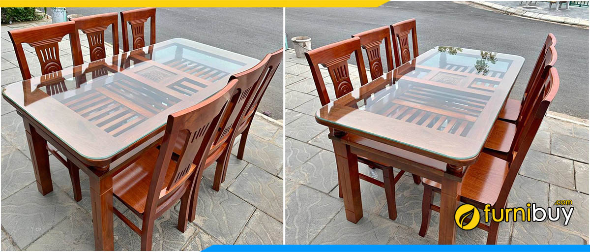 Báo giá bàn ăn gỗ xoan đào 6 ghế chữ nhật