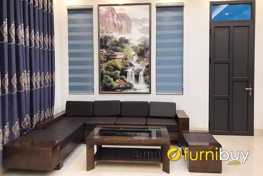 mua sofa gỗ sồi sơn màu nâu óc chó