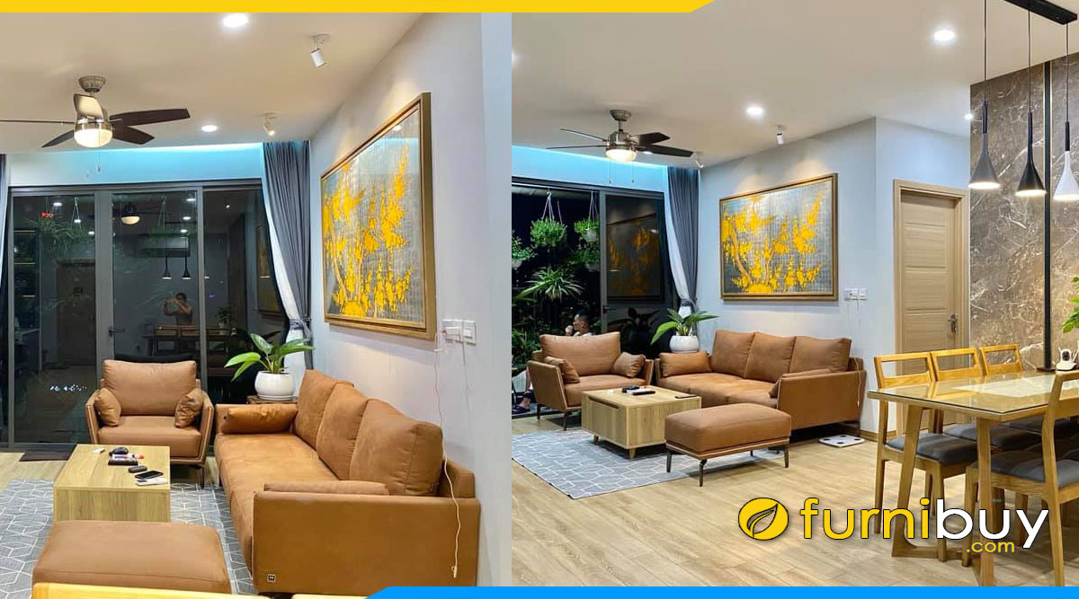 bo sofa ni ke phong khach chung cu mua nau