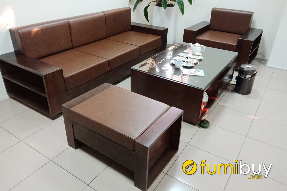 bộ sofa văng ghế chủ gỗ sồi nga sang trọng