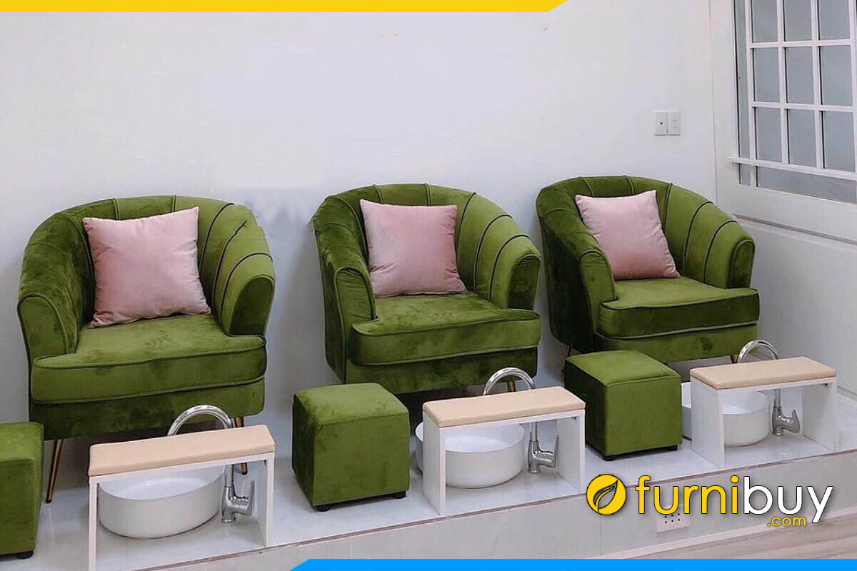 ghe sofa don mau xanh com boc ni ke tiem nail