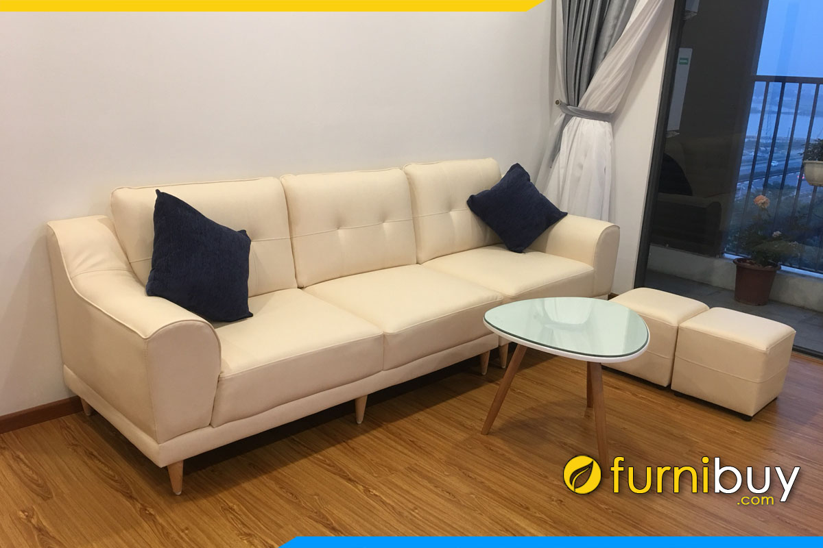 ghe sofa vang mau trang kem ke phong khach chung cu