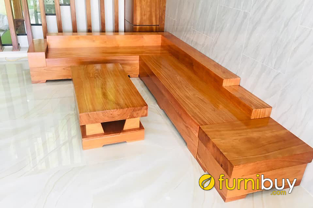 kích thước sofa gỗ góc L cỡ lớn