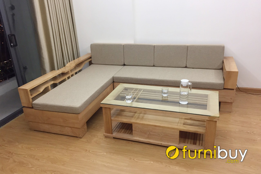mẫu ghế sofa gỗ tần bì dạng chân thấp