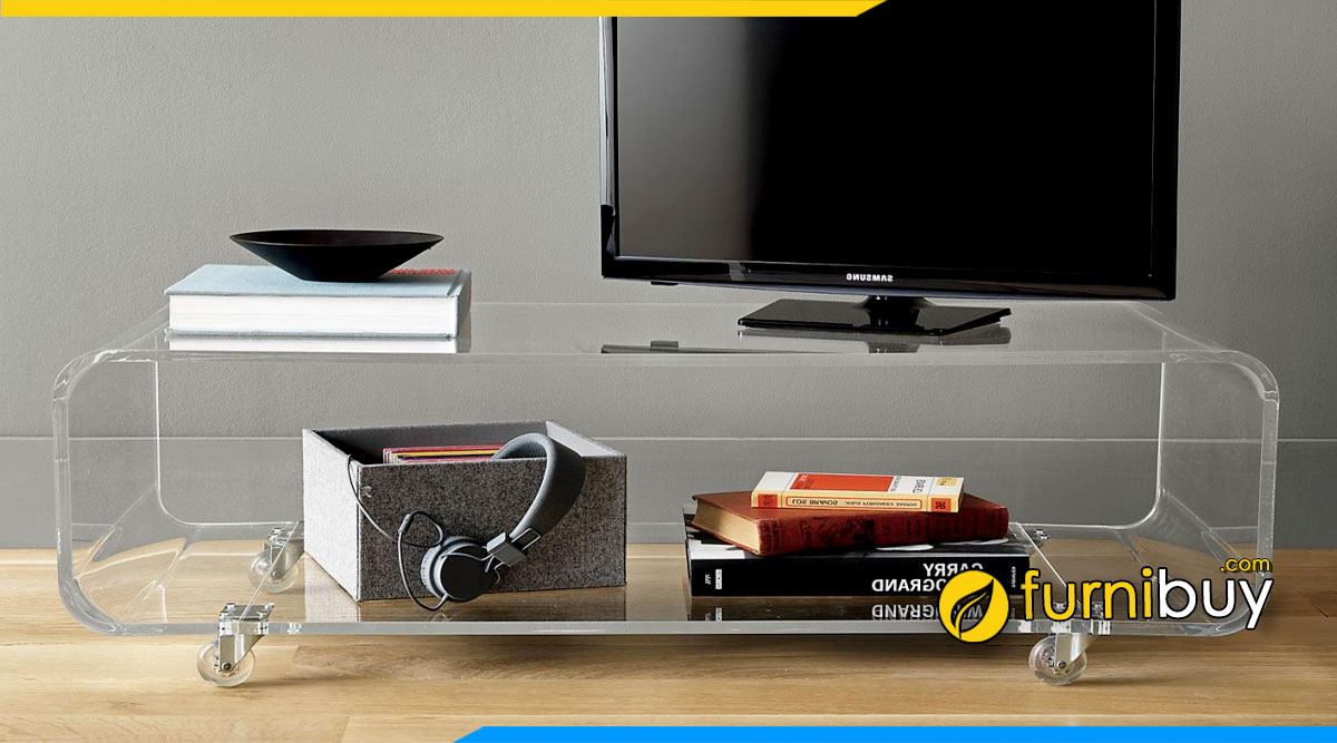 hình ảnh mẫu kệ tivi acrylic trong suốt hiện đại