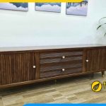 Hình ảnh Mẫu kệ tivi gỗ sồi nga 2m2 màu óc chó đẹp