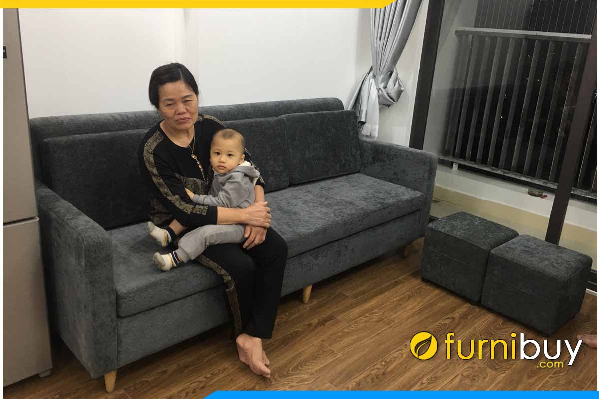 sofa bang dai boc ni nhung mau den xanh cuc dep