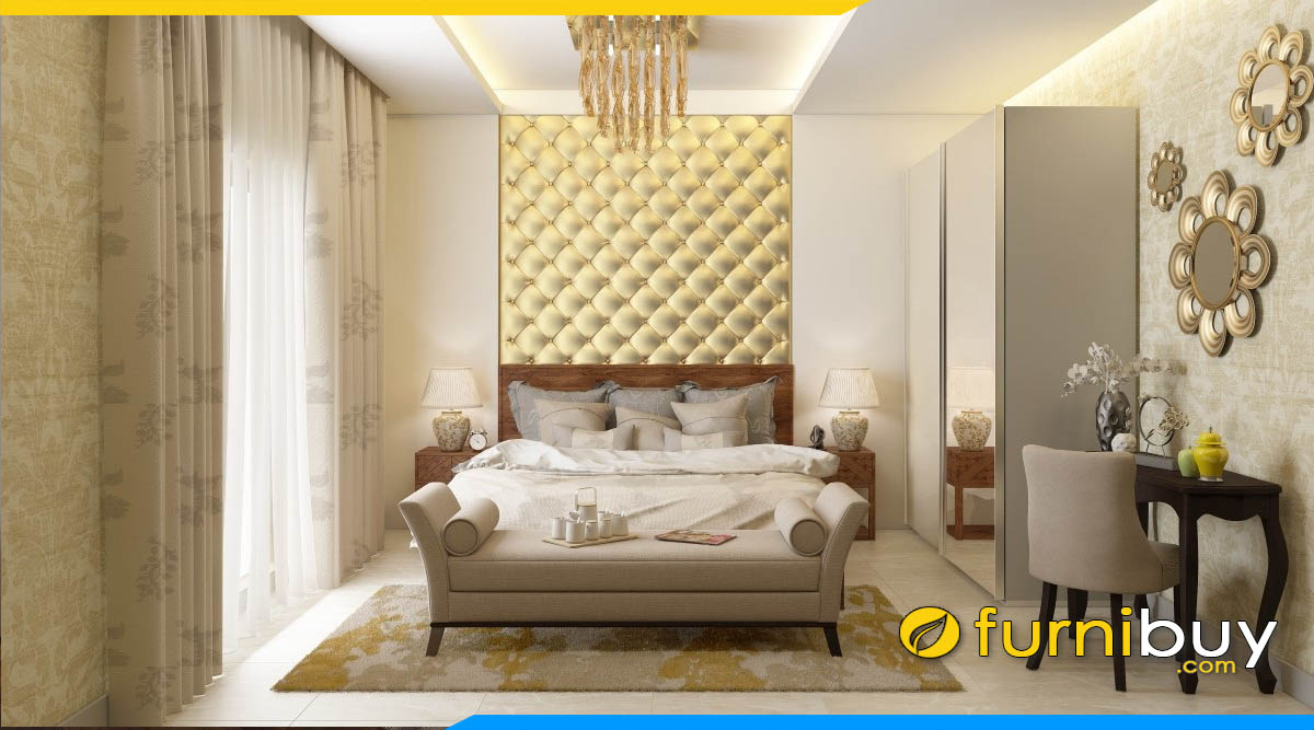 sofa da ke phong ngu dang vang thuyen hien dai