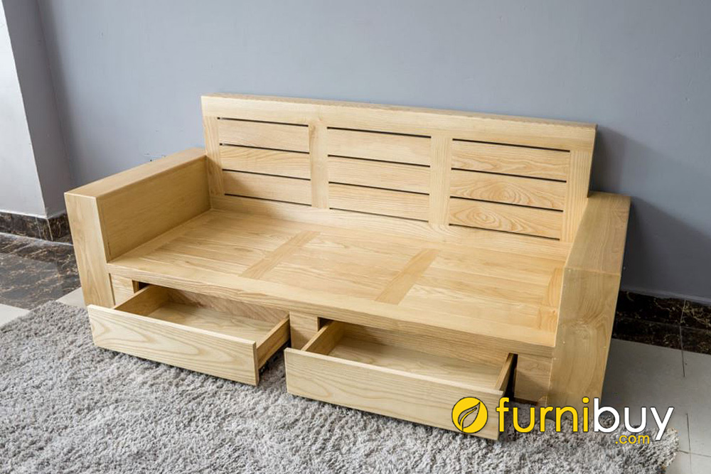 sopha gỗ 2m màu gỗ sồi trẻ trung