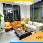 sofa goc boc da cao cap ke phong khach dep