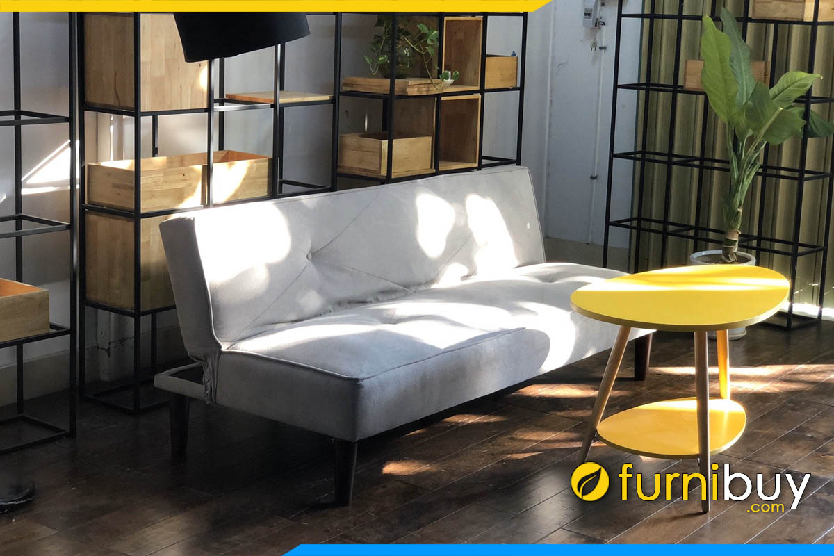 sofa nho boc ni mau trang kem khong tay tua