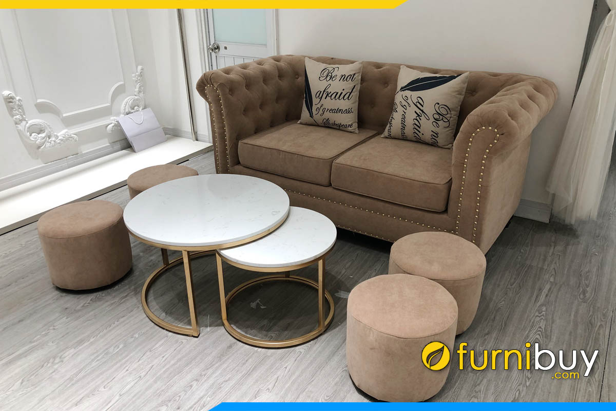 sofa tan co dien boc ni mau nau