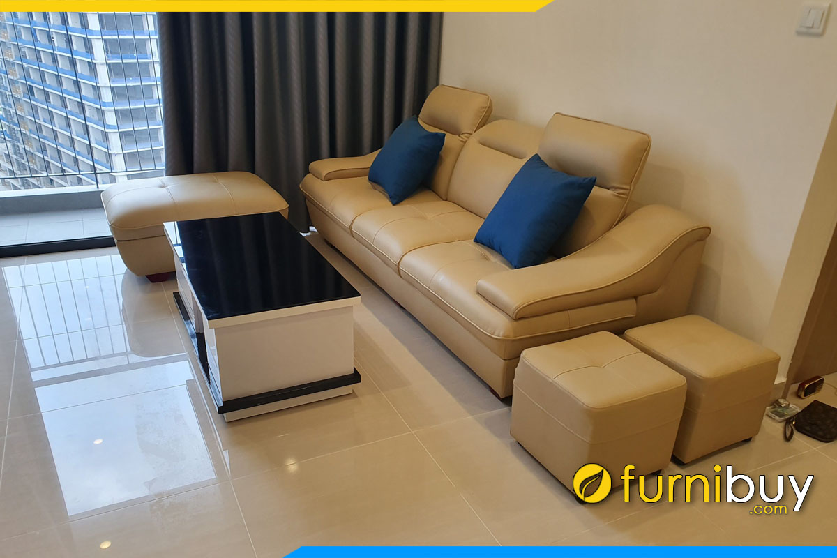 sofa vang ke phong khach chung cu sieu dep