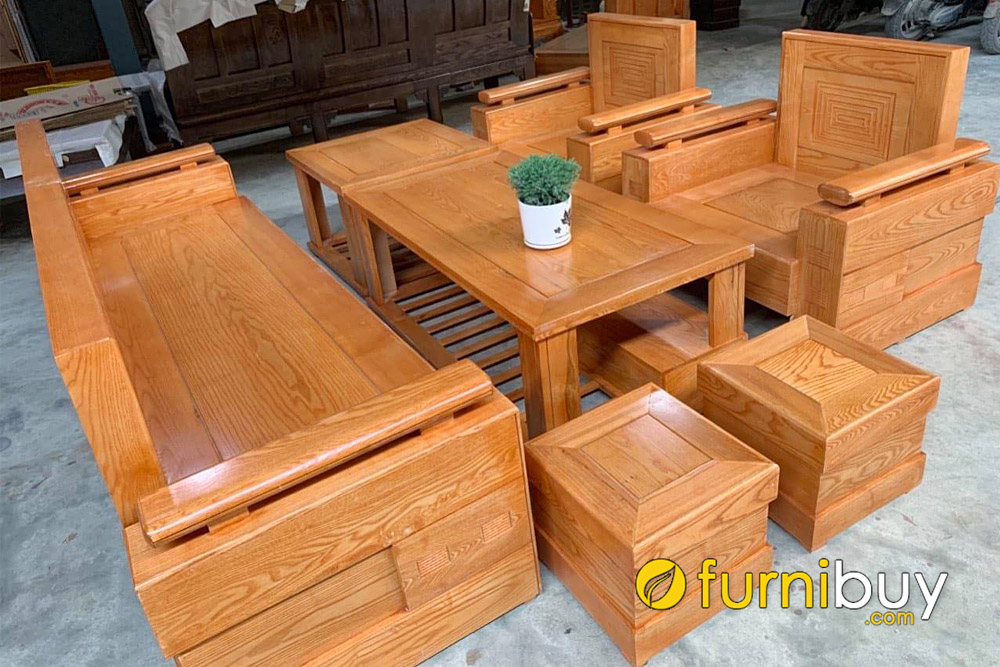xưởng sản xuất Furnibuy nhận đóng sofa gỗ sồi giá rẻ