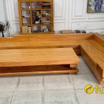 bàn ghế sofa gỗ chữ L nguyên khối cao cấp sang trọng