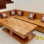 bàn ghế sofa gỗ hộp giả nguyên khối sang trọng