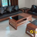 bàn ghế sofa gỗ tần bì sơn màu óc chó đẹp