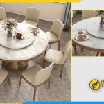ảnh bộ bàn ăn 8 ghế hình tròn mặt đá phong cách hiện đại