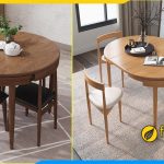 ảnh bộ bàn ăn hình tròn 4 ghế xếp gọn thông minh