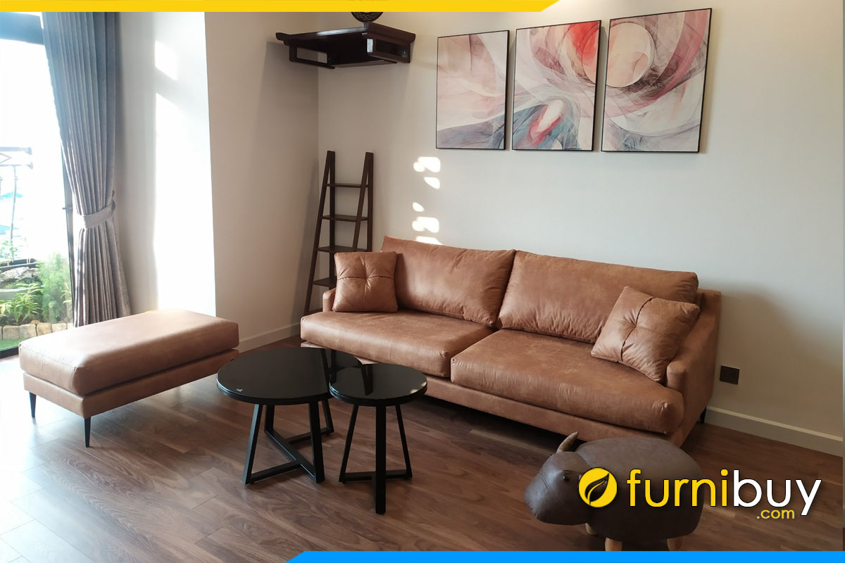 chiec ghe sofa 1m2 boc da mau nau loang cao cap