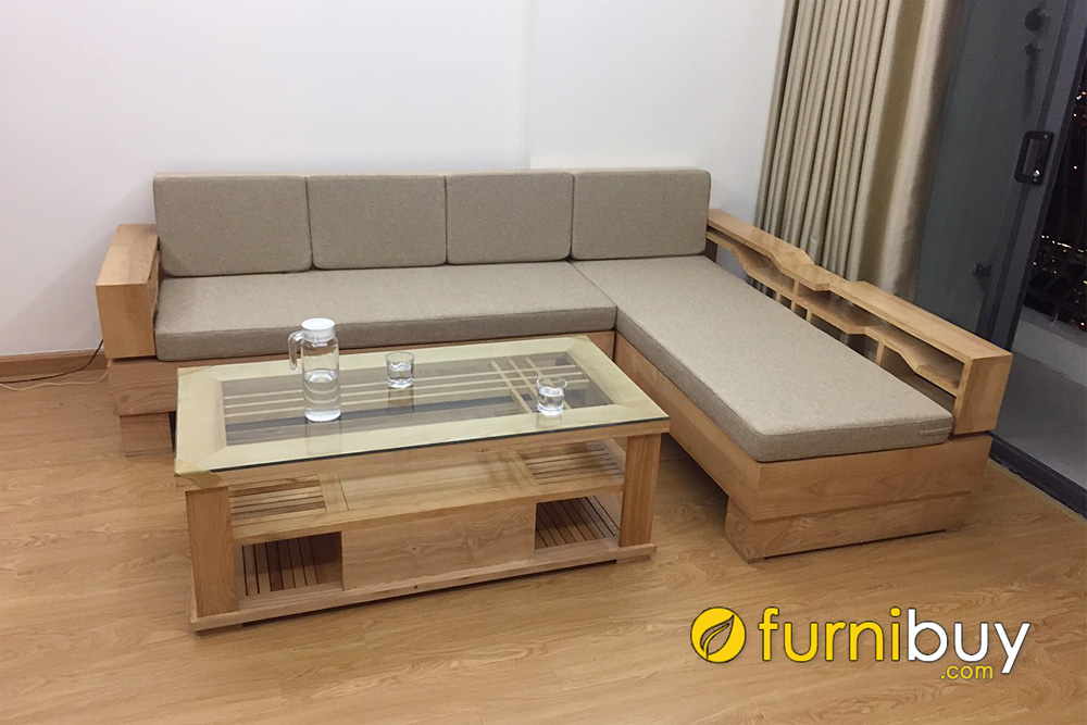 Sản xuất Sofa gỗ chữ L giá rẻ cho phòng khách hiện đại và sang trọng