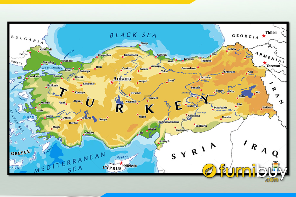 Tranh ban do the gioi turkey tho nhi ky xuong tranh furnibuy