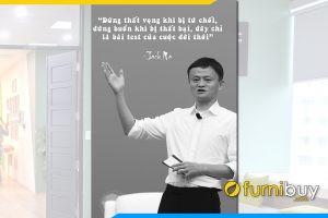 Tranh canvas 1 tam Jack Ma khau hieu lam viec