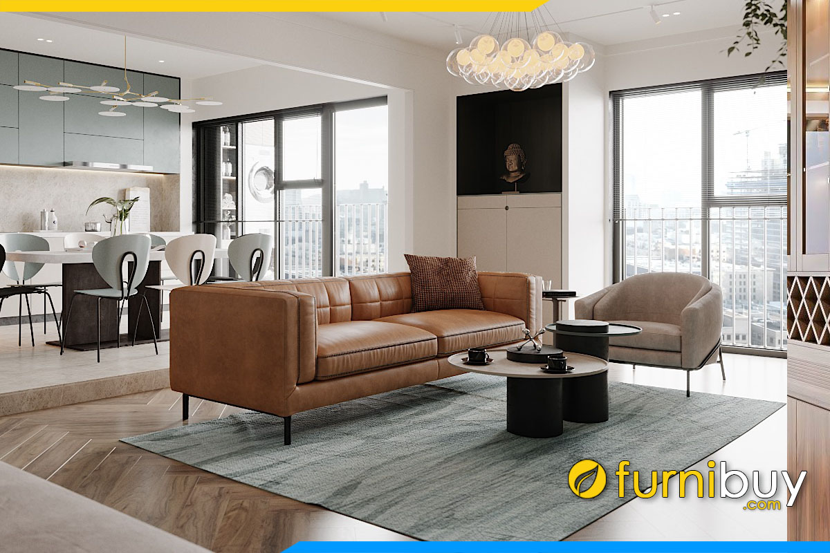 ghe sofa da 2 cho ngoi 1m8 kieu dang hien dai