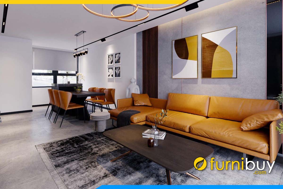 ghe sofa da 2m2 hien dai dang goc chu l ke phong khach