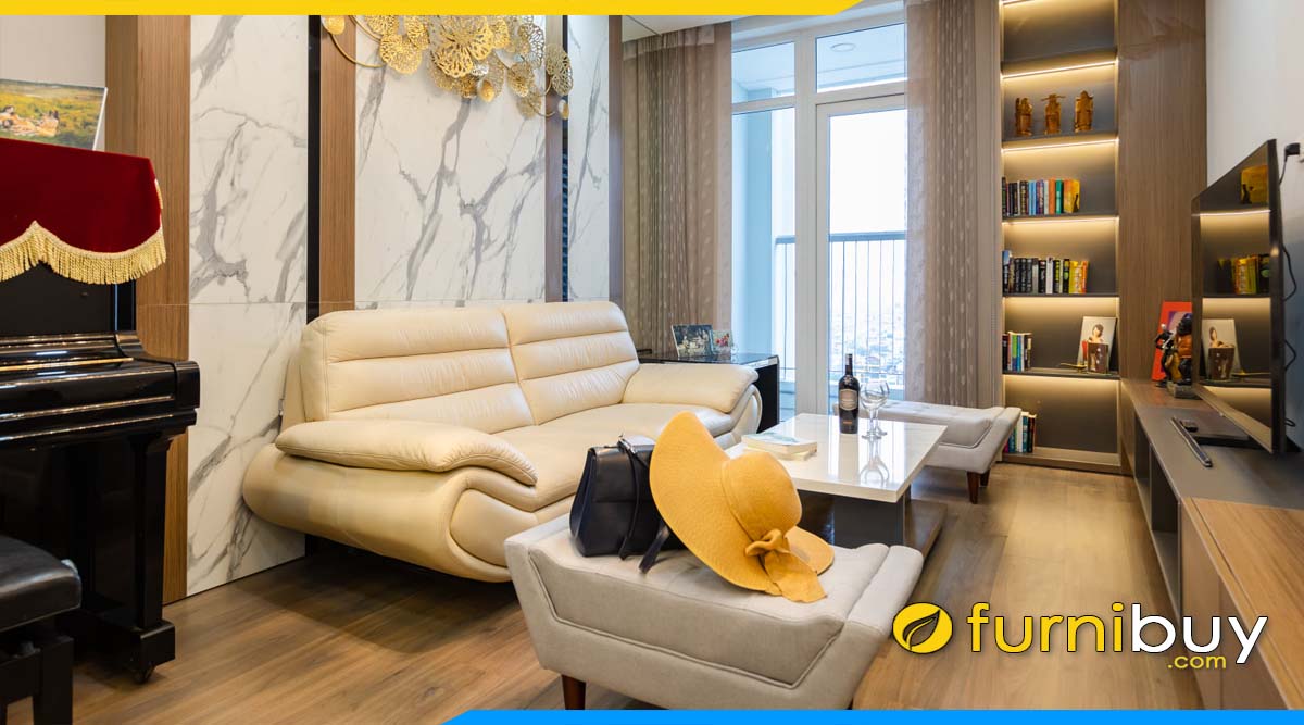 ghe sofa da mau trang kem kich thuoc 1m6 tay vin vat chu v sieu doc