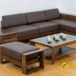 ghế sofa gỗ chữ L cho phòng khách chung cư hiện đại