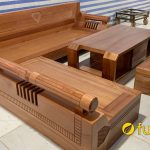 Mẫu ghế sofa gỗ xoan đào góc chữ L đẹp hiện đại