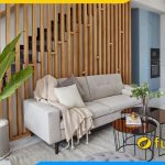 ghe sofa ni 1m6 ke phong khach nha ong dep