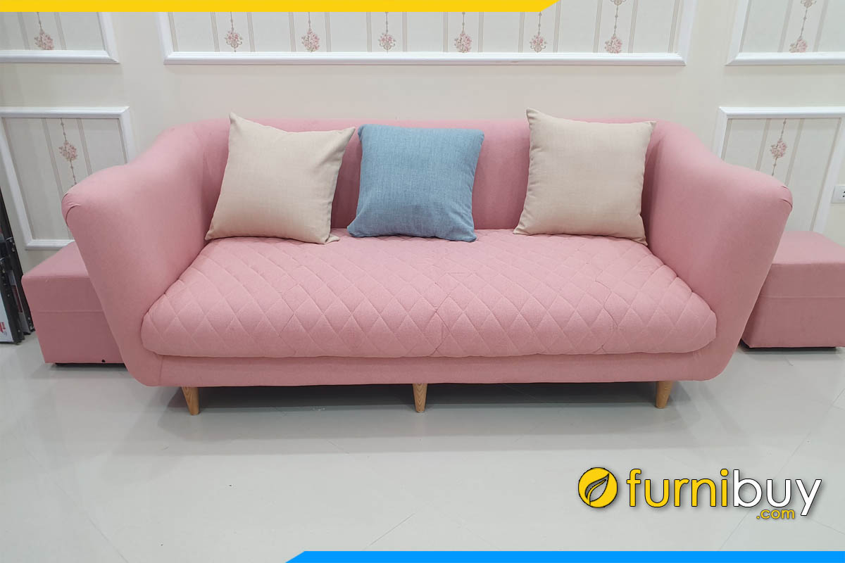 ghe sofa ni mau hong tay tua vat kich thuoc 2m