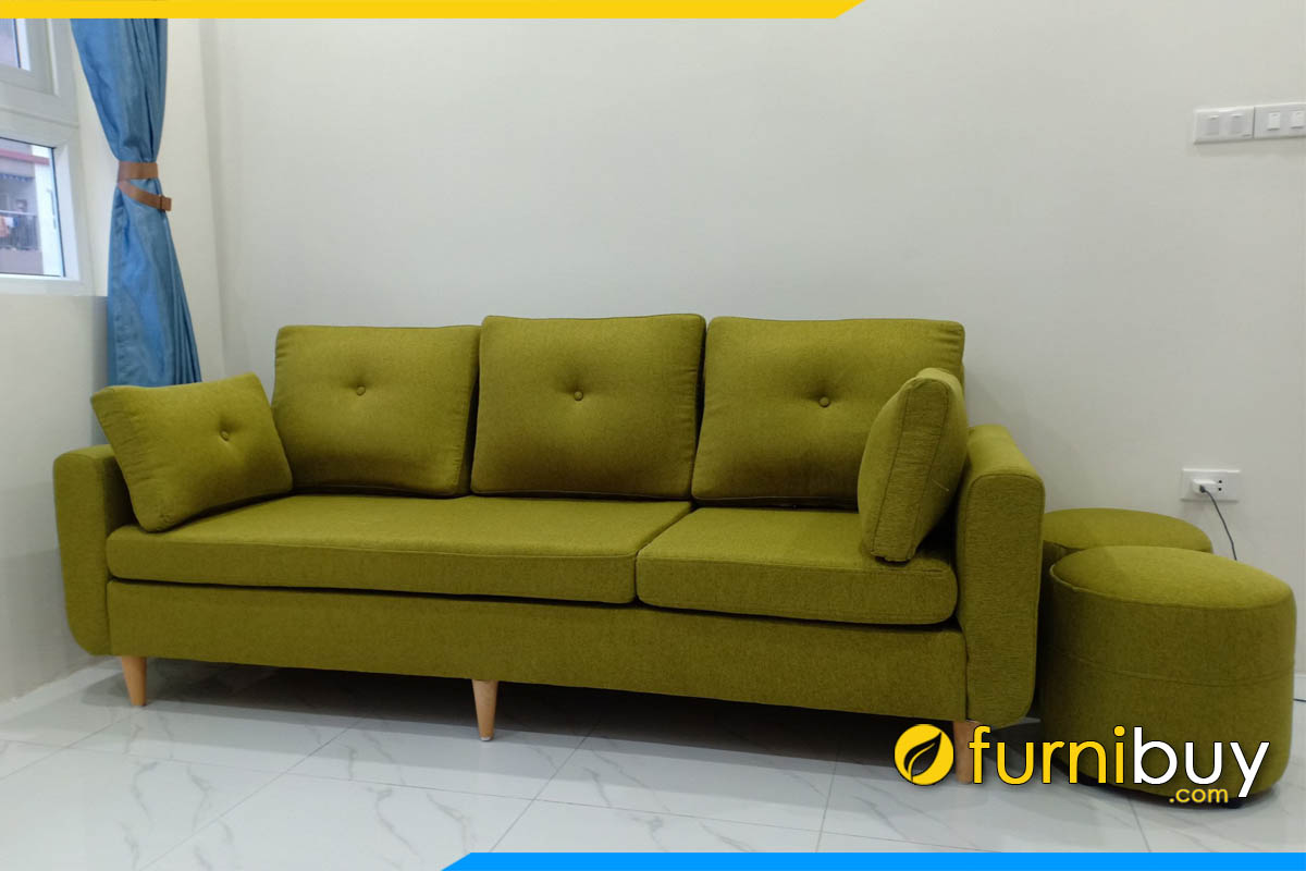 ghe sofa ni mau xanh com 3 cho ngoi kieu dang hien dai