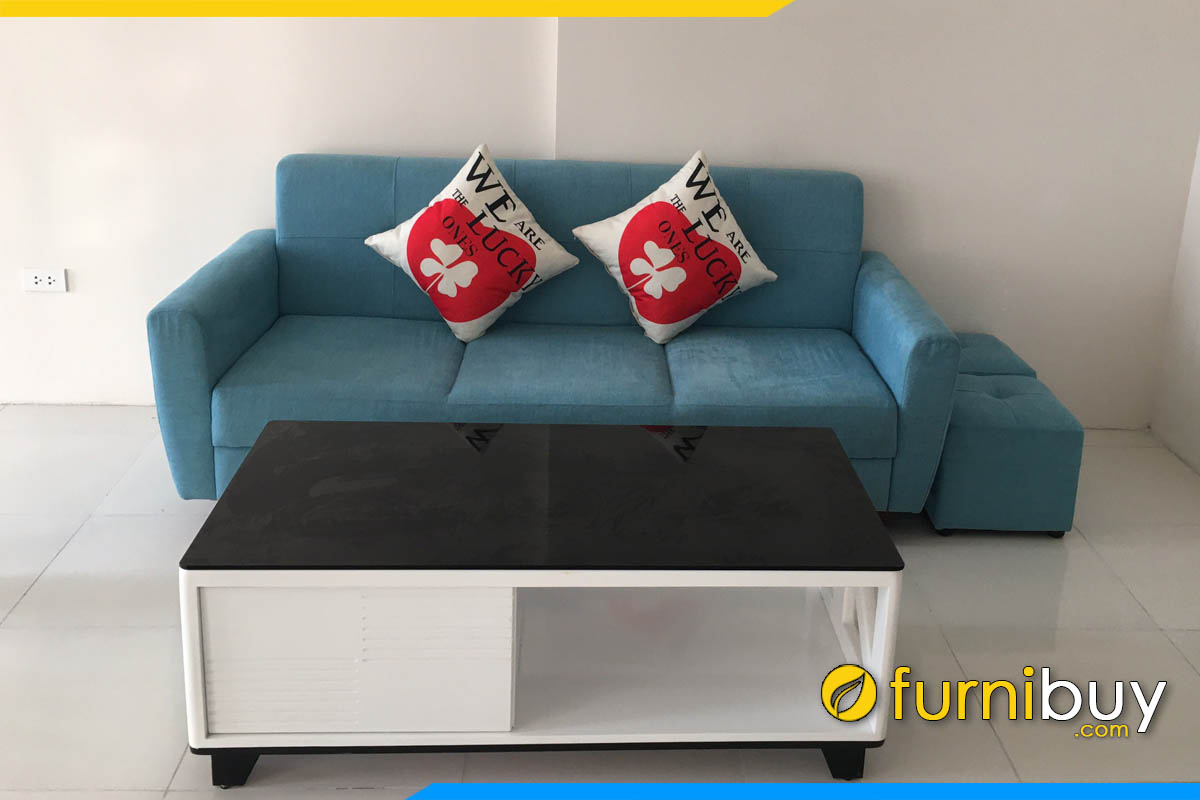 ghe sofa vang ni tho mau xanh don gian