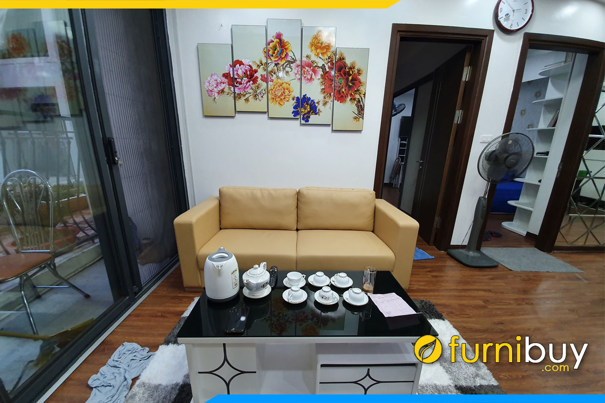 mau ghe sofa vang don gian tay vin vuong boc da kich thuoc 1m2