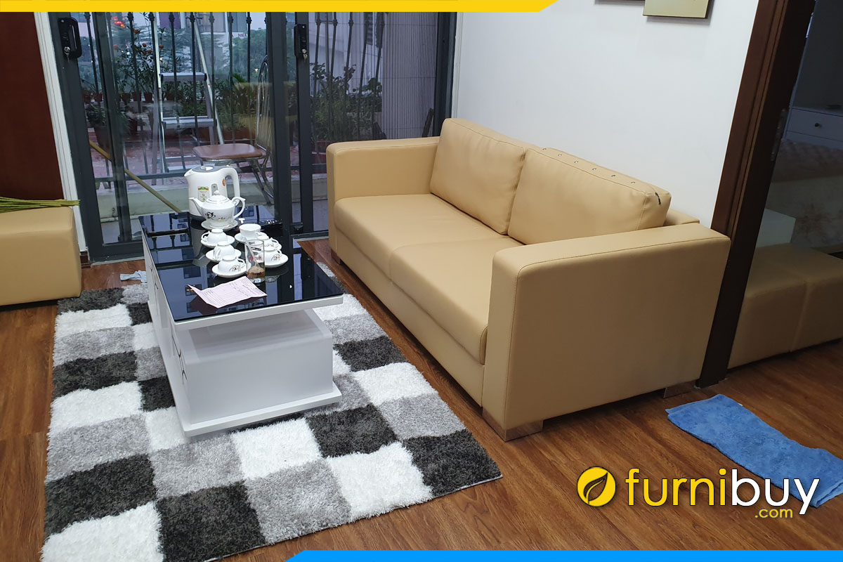 sofa da mini nho gon dang vang 2 cho ngoi