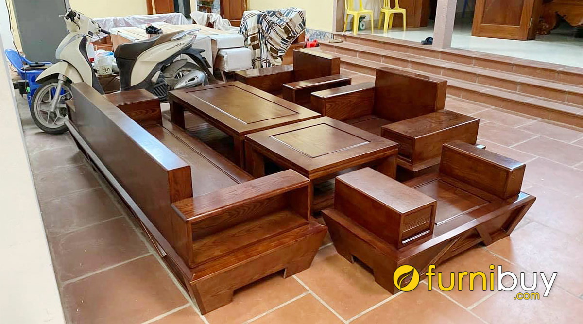 sofa gỗ xoan đào có độ bền cao màu sắc đẹp